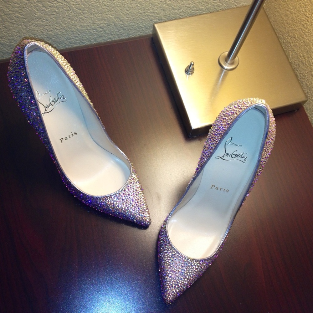 RARE Christian Louboutin-Kate Strass -Metallic Suede 36EUR